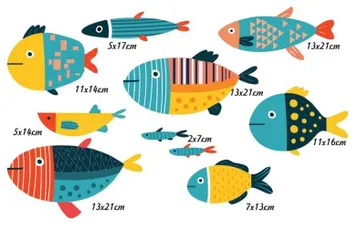 Bộ tranh cá decor trang trí tường Color Fishes - Thiết kế nổi độc đáo cho phòng khách, phòng ngủ, và không gian sống thêm sinh động