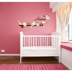 Set Tranh Treo Tường Happy Birds - Kết Hợp Thanh Treo Đồ Dễ Dàng Lắp Đặt, Thiết Kế Hiện Đại, Nhiều Màu Sắc Cho Không Gian Sống Tươi Mát
