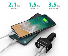 Tẩu sạc ô tô 4 cổng RAVPower RP-VC003 - Sạc nhanh Qualcomm Quick Charge 3.0, bảo vệ chống nóng và quá tải, 56W cho 4 thiết bị