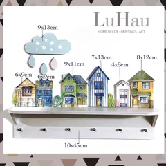 Thanh 6 Móc Treo Gắn Tường Bằng Gỗ Hình Ngôi - Trang Trí Nhà Tắm, Nhà Bếp Luhau Decor Chịu Nước, Chắc Chắn, Thẩm Mỹ