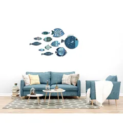 Tranh Decor Dán Tường The Little Blue Fishes - Chất Liệu Formex Bền Đẹp, Phù Hợp Trang Trí Nhà Cửa, 11 Mẫu Cá Xanh Tươi Mát
