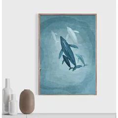 Tranh Canvas Treo Tường Cá Voi Xanh Nhiều Kích Thước - Trang Trí Nhà Cửa Hiện Đại, Đẹp Mắt, Chống Thấm Nước, Dễ Lắp Đặt