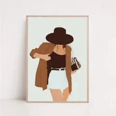Tranh Canvas Treo Tường Hình Cô Gái Phong Cách Hiện Đại - Trang Trí Nội Thất Cá Tính, Khung Nhựa Composite Chống Nước