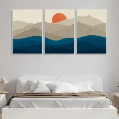 Tranh Canvas Treo Tường Vintage - Bộ 3 Bức Khung Gỗ PVC, Trang Trí Phòng Khách, Phòng Ngủ, Phòng Làm Việc 30x40cm và 40x60cm