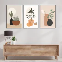 Tranh Canvas Treo Tường Vintage - Bộ 3 Bức Khung Gỗ PVC, Trang Trí Phòng Khách, Phòng Ngủ, Phòng Làm Việc 30x40cm và 40x60cm