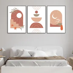 Tranh Canvas Treo Tường Vintage - Bộ 3 Bức Khung Gỗ PVC, Trang Trí Phòng Khách, Phòng Ngủ, Phòng Làm Việc 30x40cm và 40x60cm