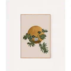 Tranh Treo Tường Họa Tiết Lá Cây Tropical Khung Gỗ Tự Nhiên - Trang Trí Không Gian Sống Tươi Mát và Độc Đáo