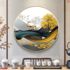 Tranh Tròn Treo Tường Tráng Gương Phong Cảnh Thiên Nhiên - Nghệ Thuật Hiện Đại, Bền Màu, Trang Trí Nhà Cửa Thẩm Mỹ
