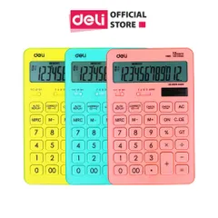 Máy Tính Để Bàn Deli 12 Số Nhiều Màu Sắc - Thiết Kế Gọn Nhẹ, Tính Toán Chính Xác, Dụng Cụ Học Tập Tiện Lợi