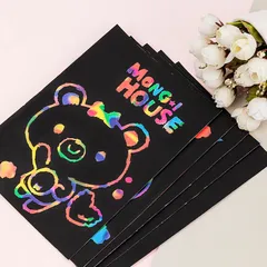 Set 5 Giấy Cào Ma Thuật Màu Cầu Vồng Deli Kèm Que Gỗ 3240 - Đồ Dùng Học Tập Sáng Tạo Cho Trẻ Em
