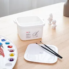 Xô Rửa Cọ Vẽ 2 Ngăn Bằng Nhựa Deli 73874 - Giúp Rửa Sạch, Vắt Nước, Thiết Kế Tiện Lợi Cho Nghệ Sĩ Vẽ
