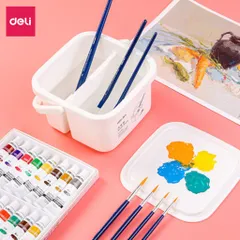 Xô Rửa Cọ Vẽ 2 Ngăn Bằng Nhựa Deli 73874 - Giúp Rửa Sạch, Vắt Nước, Thiết Kế Tiện Lợi Cho Nghệ Sĩ Vẽ