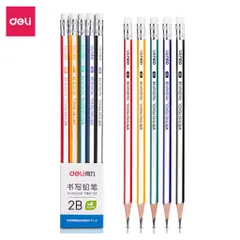 Vỉ 10 Bút Chì Gỗ Lục Giác 2B HB Kèm Đầu Tẩy Deli 33431 - Bút Vẽ Chất Lượng Cho Học Sinh và Nghệ Sĩ