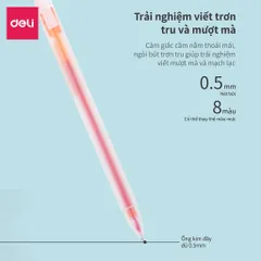 Bộ 8 Bút Gel Nước Nhiều Màu Ngòi 0.5mm Deli 33160 - Thiết Kế Thời Trang, Kẹp Tiện Lợi Cho Học Sinh Và Văn Phòng