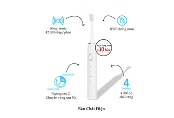 Bàn Chải Điện Halio Sonic SmartClean - Bảo Hành 1 Năm, Công Nghệ Sóng Âm, 4 Chế Độ Làm Sạch, Tiện Dụng Cho Trẻ Em Và Người Lớn