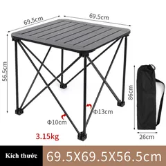 Bàn Nhôm Vuông Gấp Gọn Dã Ngoại DikeCloud - Đồ Dùng Cắm Trại Chắc Chắn, Kháng Gỉ, Thiết Kế Di Động Tiện Lợi