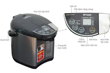 Bình đun nước điện Tiger PDU-A30W 3L - Đế xoay 360 độ, hiển thị mực nước, tự động đun sôi và tiết kiệm điện, an toàn và tiện dụng.