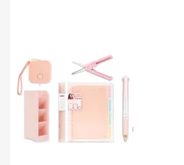 Bộ 5 Đồ Dùng Học Tập Deli - Hộp Bút, Thước Dây, Sổ Tay, Kéo Gấp, Bút 4 Màu Cho Bé - Vật Dụng Học Tập Tiện Lợi