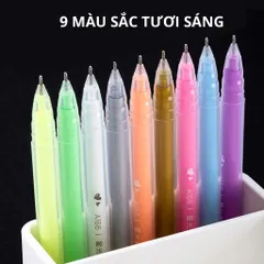 Bộ 9 Bút Gel Nhũ Nhiều Màu Deli A166 Ngòi 0.6mm - Bút Viết Sáng Tạo, Thiết Kế Tiện Lợi, Đa Dạng Màu Sắc