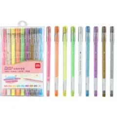 Bộ 9 Bút Gel Nhũ Nhiều Màu Deli A166 Ngòi 0.6mm - Bút Viết Sáng Tạo, Thiết Kế Tiện Lợi, Đa Dạng Màu Sắc