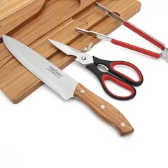 Bộ Thớt Gỗ Đựng Dao 4 Món Tiện Lợi Cho Cắm Trại, Dã Ngoại – Thiết Kế Thông Minh, Gấp Đôi, Thép Không Gỉ, Dụng Cụ Bếp Tiện Dụng