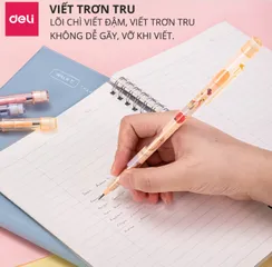 Bút Chì Khúc HB Deli CC095 - Bút Vẽ Kèm Đầu Tẩy Dễ Thương Họa Tiết Ngẫu Nhiên Cho Trẻ Em, Văn Phòng Phẩm Giá Tốt