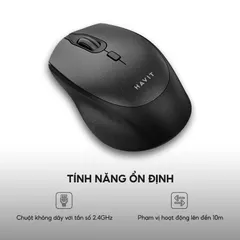 Chuột Không Dây Havit MS56GT - Chuột Máy Tính Tích Hợp 4 Nút Điều Chỉnh, Thiết Kế Ergonomic, Tần Số 2.4GHz, Độ Nhạy 800-1600 DPI