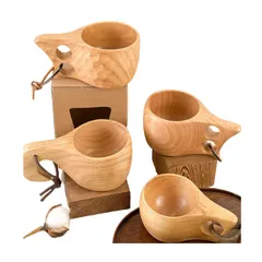 Cốc gỗ Kuksa Bushcraft tự nhiên - Cốc cổ điển vintage, quà tặng hoàn hảo cho cắm trại, du lịch và bạn bè