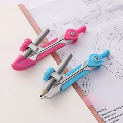 Compa Học Sinh Deli E8615 Kèm Ngòi Chì Bền Bỉ - Thiết Kế Tiện Lợi, Đầu Nhọn Có Nắp Bảo Vệ, Hồng/Xanh