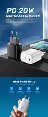 Củ sạc nhanh TOPK B110P 20W PD Type C - Sạc nhanh đa năng cho thiết bị USB-C, bảo vệ an toàn và hiệu quả, nhỏ gọn dễ mang theo