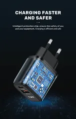 Củ Sạc Nhanh TOPK B210p 20W USB C & USB A - Sạc Đồng Thời 2 Thiết Bị, Thiết Kế Nhỏ Gọn, An Toàn và Tiện Dụng