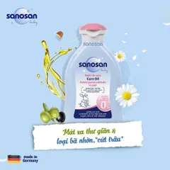 Dầu Mát-Xa Sanosan 200ml Chiết Xuất Olive Hữu Cơ - Dưỡng Ẩm Cho Da Trẻ Sơ Sinh, Không Chứa Cồn Và Paraben