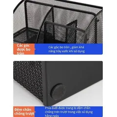 Giá Sắt Đựng Tài Liệu Văn Phòng Để Bàn Deli 9200 - Ngăn Chứa 7 Khay Đen Cao Cấp, Thiết Kế Gọn Gàng, Tiện Lợi