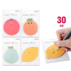 Giấy Nhớ Hình Hoa Quả Deli 25601 - Giấy Ghi Chú Dễ Thương, Dùng Lại, Bám Chắc Cho Sáng Tạo Văn Phòng và Học Tập