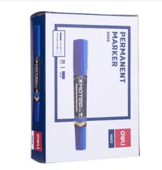 Hộp 10 bút dạ kính Deli hai đầu mực xanh, đen, đỏ ES555 - Bút vẽ văn phòng phẩm tiện dụng cho học sinh và nghệ sĩ