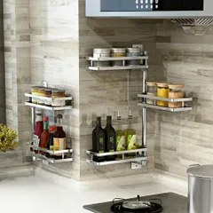 Kệ Gia Vị Xoay 180 Độ Oenon - Inox SUS304 Chất Lượng Cao, Có Thể Điều Chỉnh Chiều Cao, Tiện Lợi Cho Căn Bếp Gọn Gàng