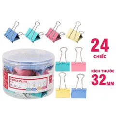 Kẹp bướm Deli E8553A hộp 24 chiếc - Kẹp giấy bền bỉ, chắc chắn, nhiều màu sắc cho văn phòng và học tập