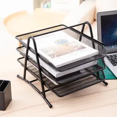 Khay đựng tài liệu 3 tầng Deli E9181 - Chất liệu thép lưới bền đẹp, thiết kế thông thoáng, dễ dàng lắp ráp, tiện lợi cho văn phòng phẩm.