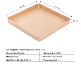 Khay Nướng Bánh Chống Dính Hình Vuông Unibaker - Dụng Cụ Nấu Ăn Cao Cấp, Chịu Nhiệt Tốt, Tiện Dụng Cho Đầu Bếp Tại Gia