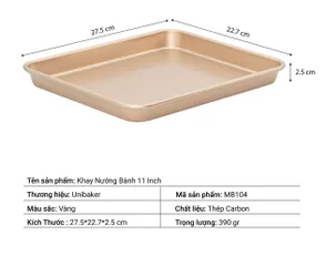 Khay Nướng Bánh Unibaker Hình Chữ Nhật Cao 2.5cm - Dụng Cụ Làm Bánh Chất Liệu Thép Carbon Chịu Nhiệt Tốt, Không Dính, Chuyên Dụng Cho Cookie, Biscotti, Macaron