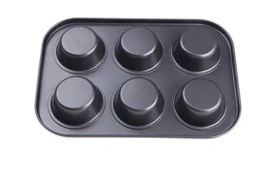Khay Nướng Cupcake Chống Dính 6 Ô 26.5x18.5cm - Dụng Cụ Làm Bánh Không Dính Chất Liệu Thép Carbon Cao Cấp