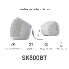Loa Bluetooth Mini Havit SK800BT - Công Suất 4W, Pin 800mAh, Thời Gian Phát Nhạc 6 Giờ, Kết Nối Đa Năng, Thiết Kế Nhỏ Gọn