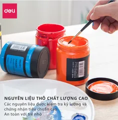Màu Acrylic 3D Deli 73875 - Màu Vẽ Vải, Giày Đa Chất Liệu, Độ Che Phủ Cao, An Toàn, Không Độc Hại, Hũ 300ml