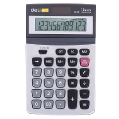 Máy tính kỹ thuật 12 số Deli E1222 - Máy tính điện tử siêu bền với màn hình LCD lớn, năng lượng pin và năng lượng mặt trời, tự động tắt nguồn