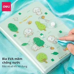 Sổ tay Deli SZ034 Họa Tiết Dễ Thương - Giấy Chống Nước, Cúc Bấm, Kích Thước 164x118mm, Sản Phẩm Văn Phòng Phẩm Cao Cấp