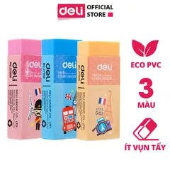Tẩy bút chì Deli nhiều màu W27950 - Tẩy sạch không để lại vết, thiết kế gọn nhẹ cho học sinh và sinh viên, đồ dùng học tập văn phòng phẩm