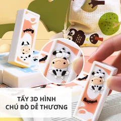 Tẩy Hình Vẽ Bò Sữa Deli 71119 - Tẩy Dễ Thương Dành Cho Trẻ Em, Thiết Kế Nhỏ Gọn, Tẩy Xóa Sạch Sẽ, Không Hỏng Giấy