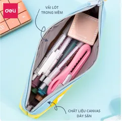 Túi Đựng Bút Deli 67172 Chất Vải Canvas Dày Dặn - Đồ Dùng Cá Nhân Thời Trang, Thiết Kế Ngăn Rộng, Phù Hợp Học Tập và Mỹ Phẩm