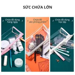 Túi đựng bút trong suốt Deli 67027 - Túi đa năng cho đồ dùng học tập và mỹ phẩm, kích thước 235x55x105mm, tiện lợi khi du lịch