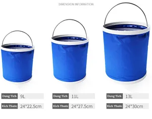 Xô Đựng Nước Gấp Gọn Dã Ngoại Đa Năng - Vải Chống Thấm, Dễ Dàng Mang Theo Khi Cắm Trại, Câu Cá, Rửa Xe
